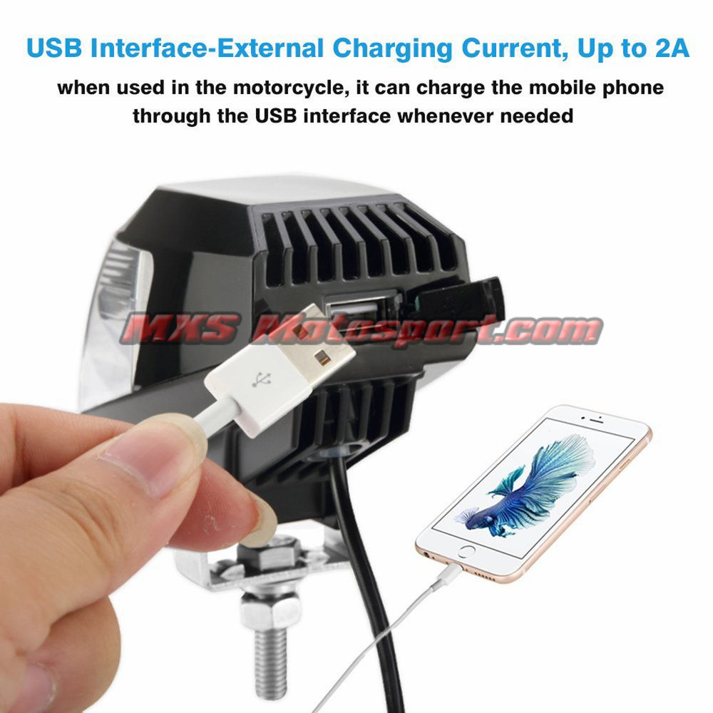 MXSORL154 USB Port LED Auxiliary Lights for Motorcycles Jeep Trucks Off-road