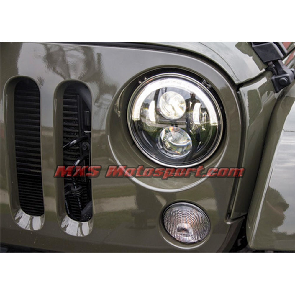 MXSHL399 Tech Hardy White Angel Eye Projector Headlights for Mahindra Thar Jeep